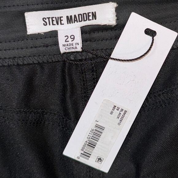 NWT Steve Madden Faux Leather Black Pants Size 29 Straight Leg 5 pocket - Picture 5 of 7